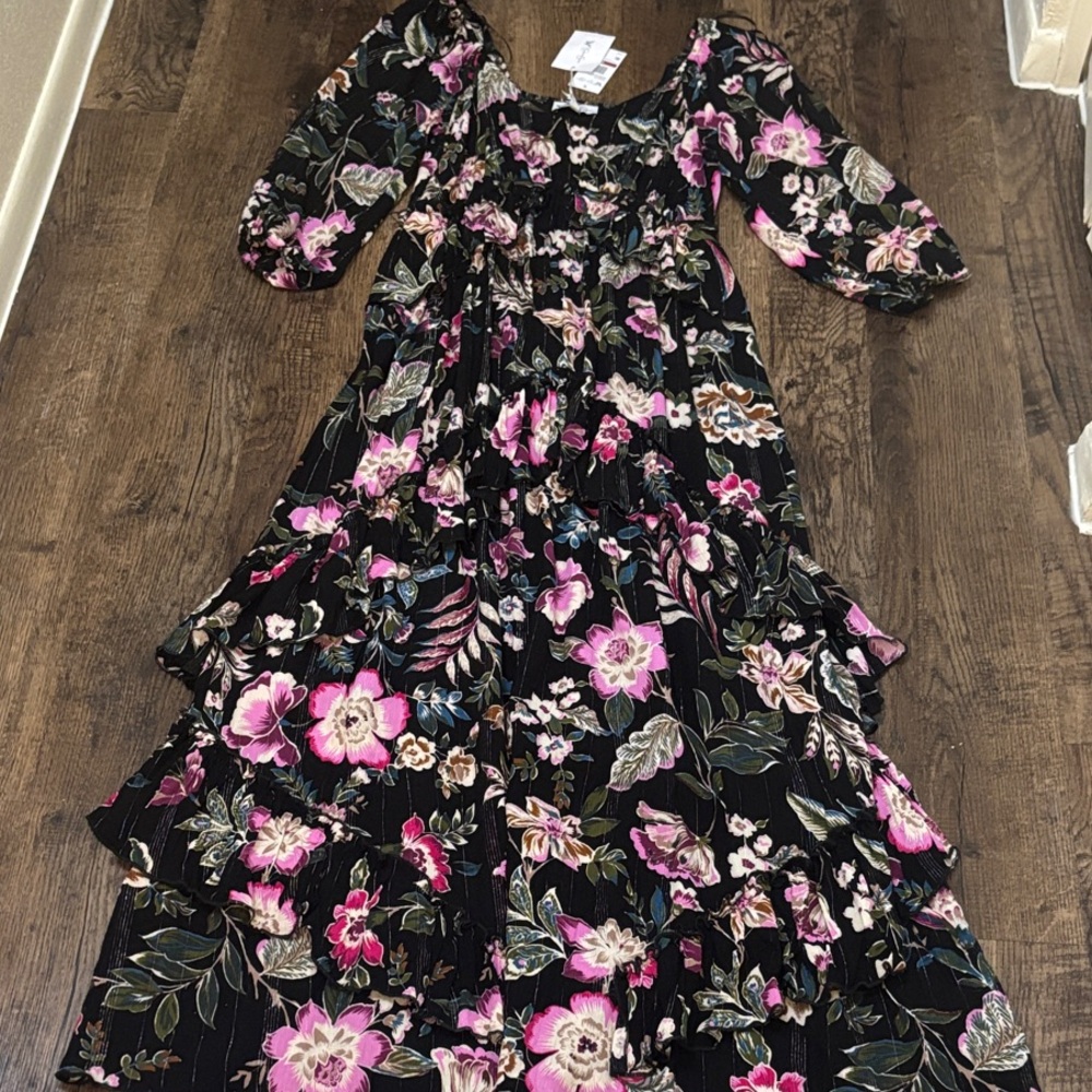 Jessica Simpson Black Floral Maxi Dress